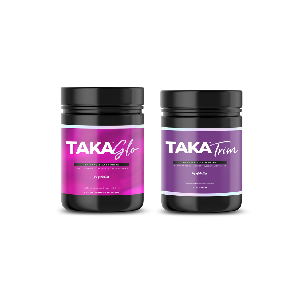 1 Canister TAKA GLO Mango Dragonfruit & 1 Canister TAKA TRIM Blackberry Limeade